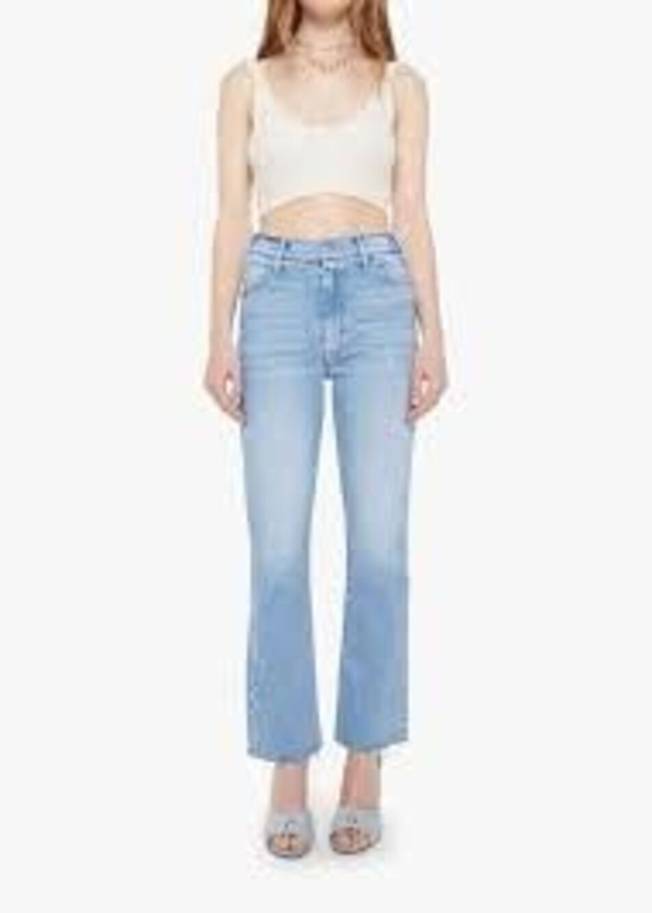 MOTHER The Hustler Ankle Fray Jeans 28 Sow Surreal High Rise Raw Hem